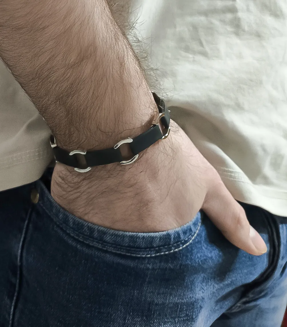 Ανδρικό βραχιόλι από ανοξείδωτο ατσάλι & καουτσούκ, 20 εκατοστά, TRIBUTE, 0230229001